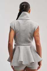 LOTTIE NEOPRENE PEPLUM VEST IN HEATHER GREY