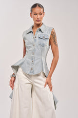 HIGH LOW DENIM VEST