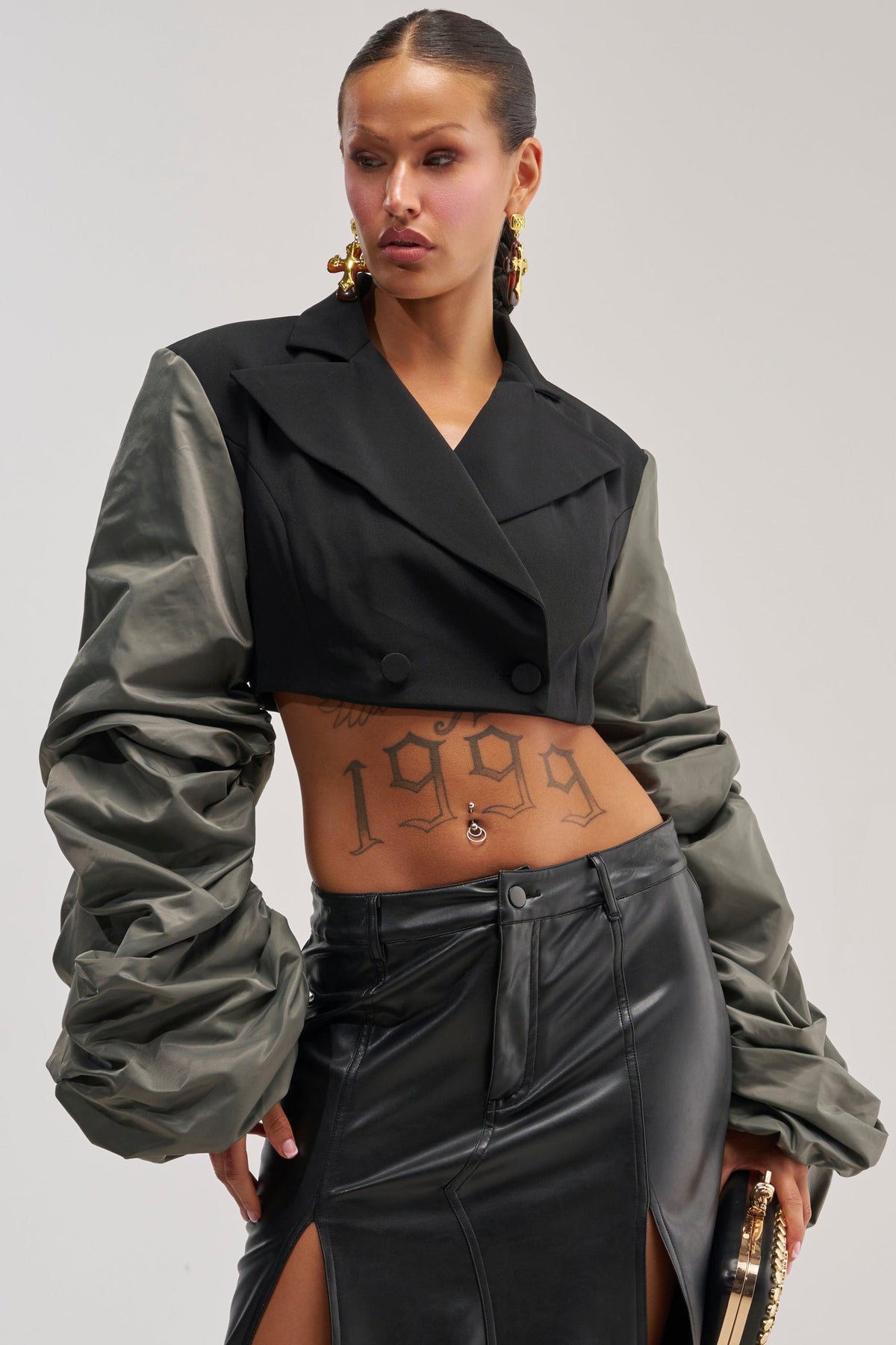 MIXED FEELINGS RUCHED SLEEVE BLAZER