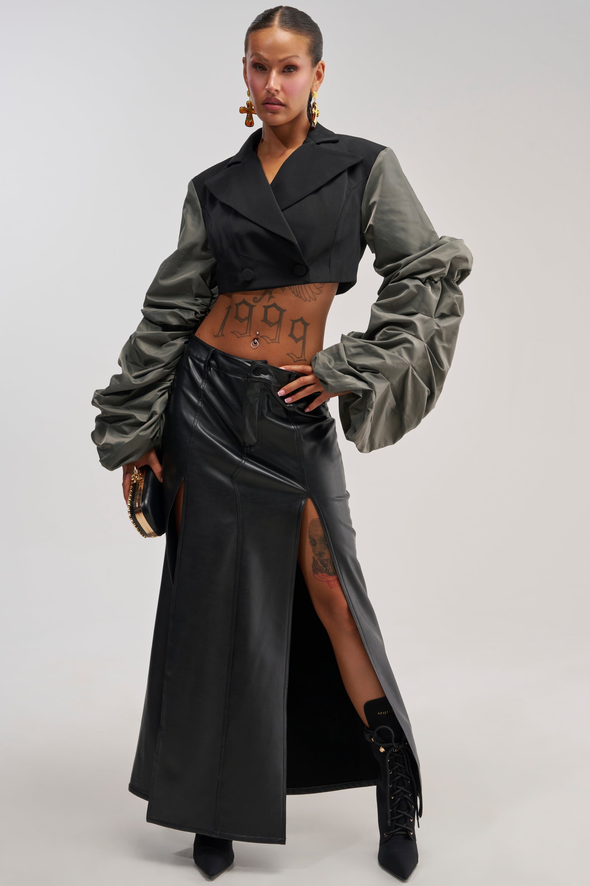 MIXED FEELINGS RUCHED SLEEVE BLAZER