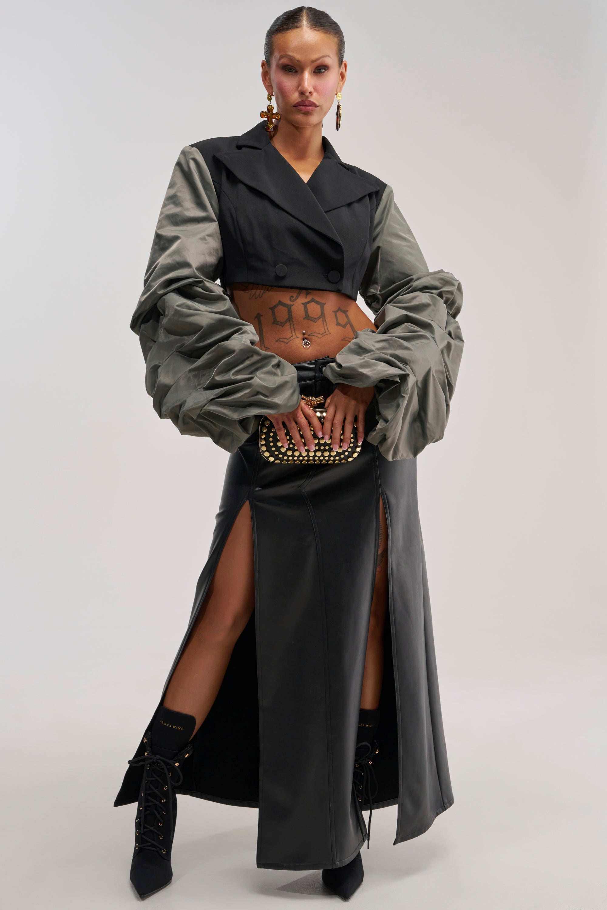 MIXED FEELINGS RUCHED SLEEVE BLAZER
