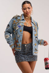 IN PLAIN SIGHT EMBELLISHED DENIM JACKET