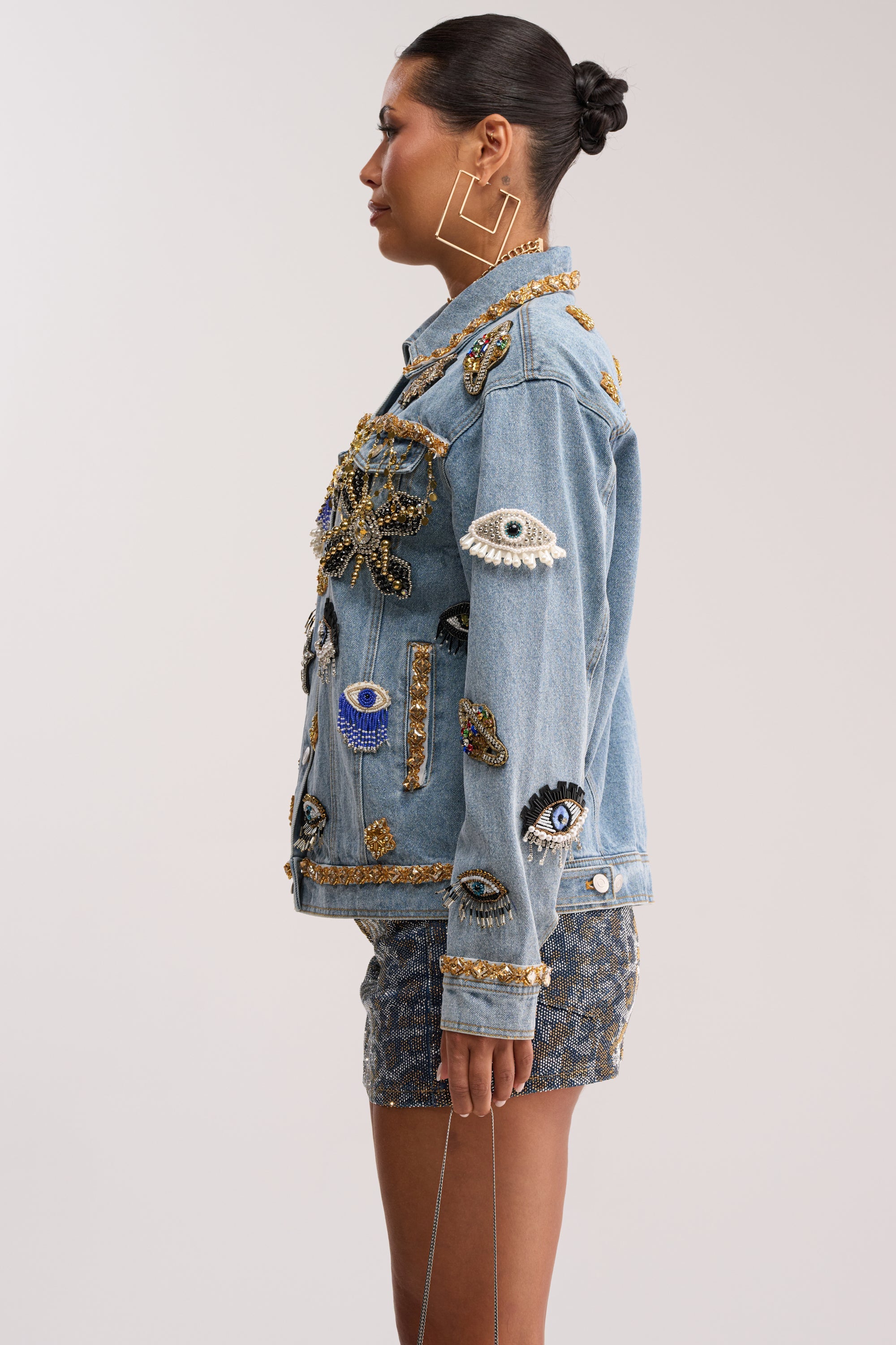 IN PLAIN SIGHT EMBELLISHED DENIM JACKET