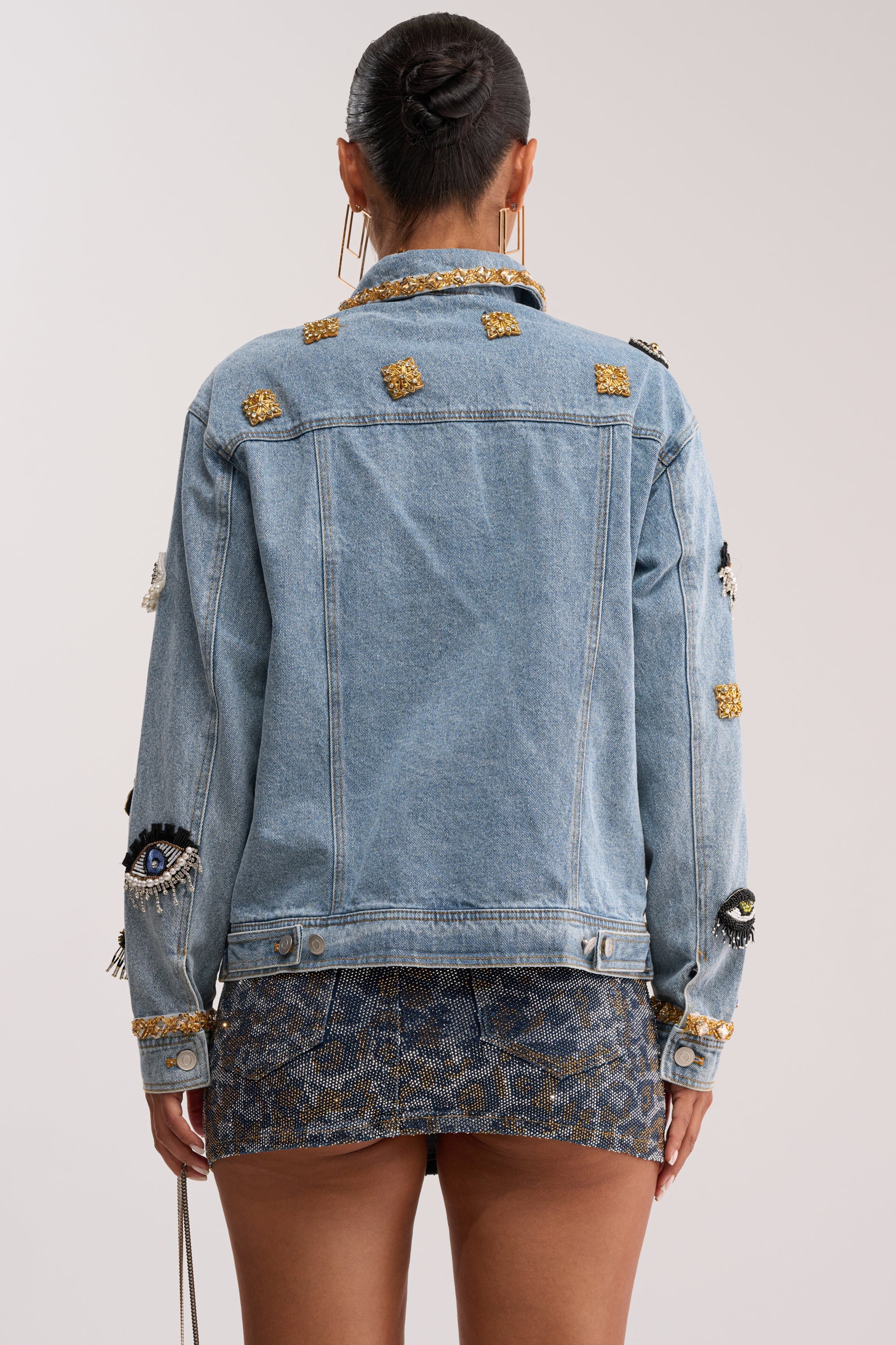 IN PLAIN SIGHT EMBELLISHED DENIM JACKET