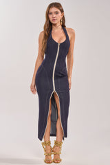 JADA ZIP UP DENIM MAXI DRESS