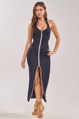 JADA ZIP UP DENIM MAXI DRESS