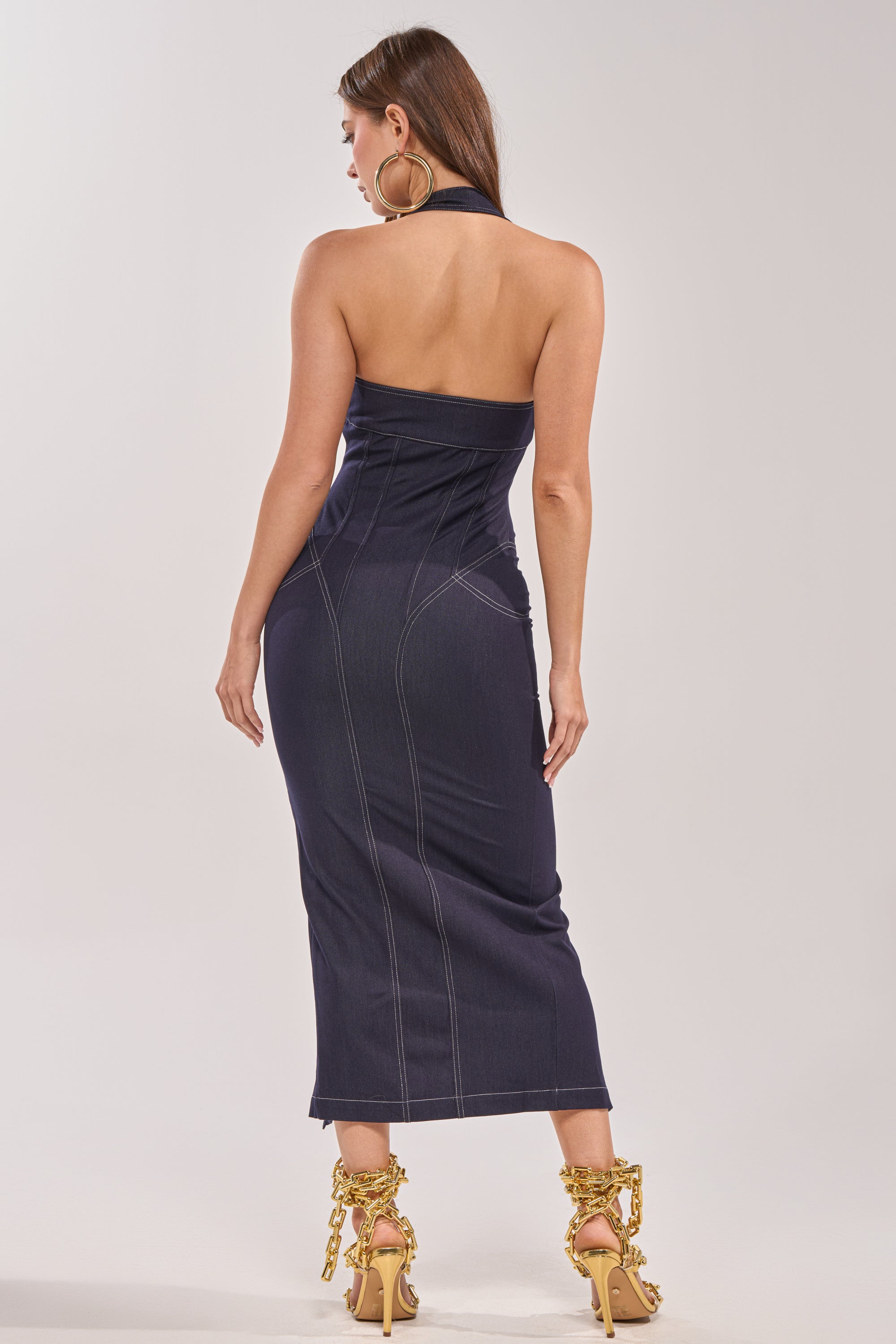 JADA ZIP UP DENIM MAXI DRESS