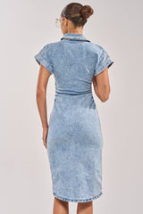 LITTLE DENIM MIDI DRESS IN LIGHT BLUE