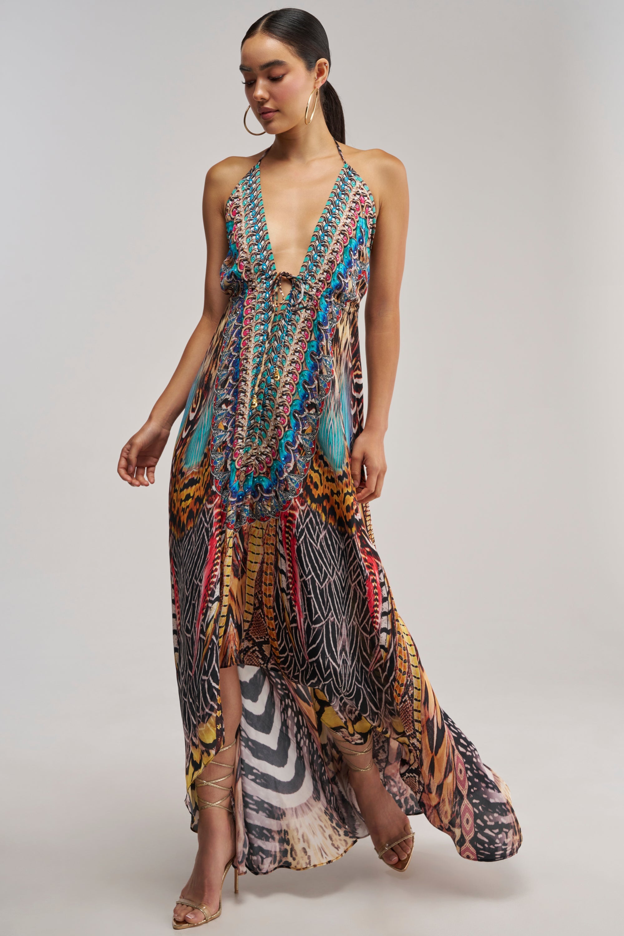 TALK OF THE TOWN PRINTED MAXI DRESS