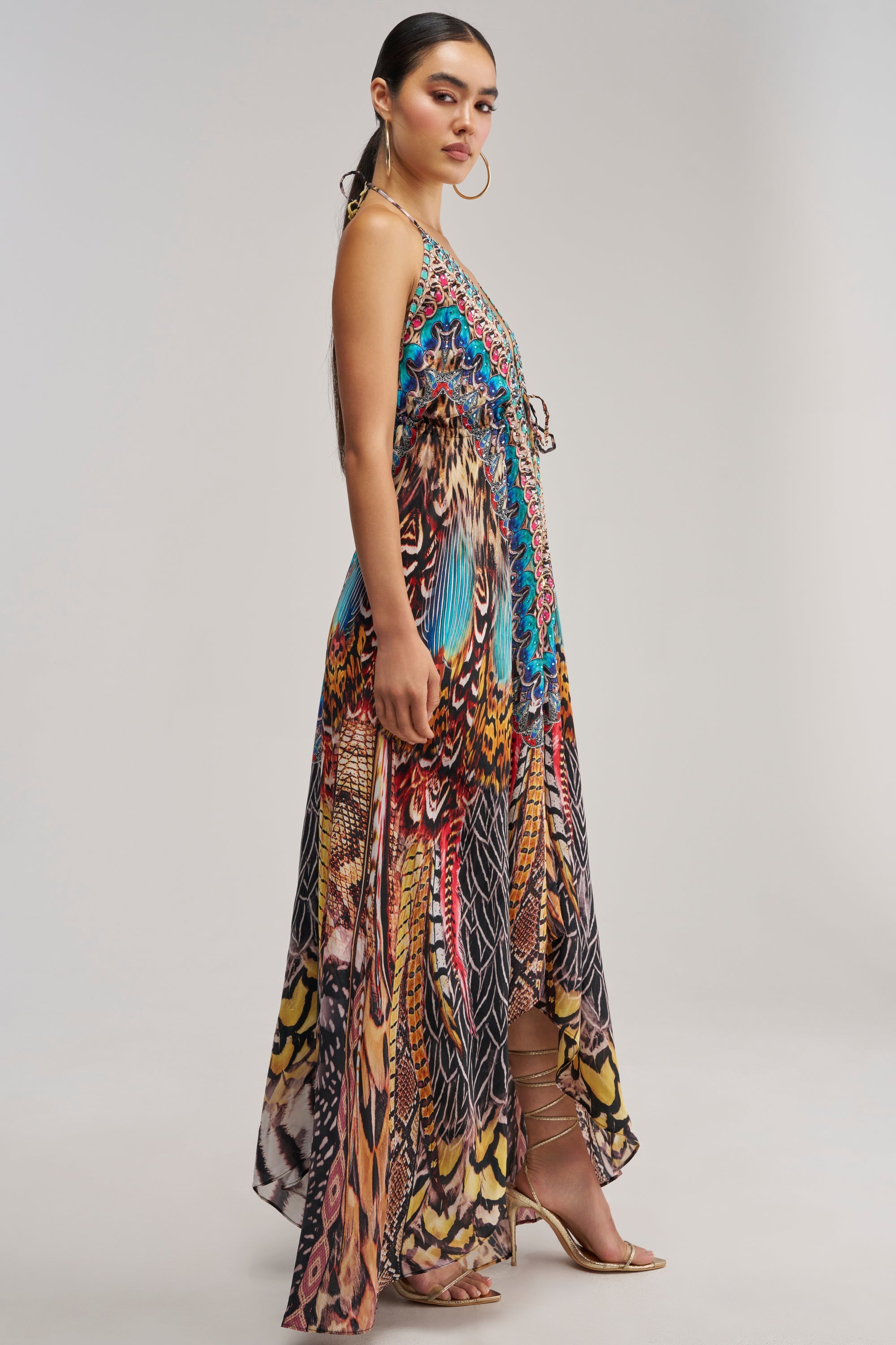 TALK OF THE TOWN PRINTED MAXI DRESS