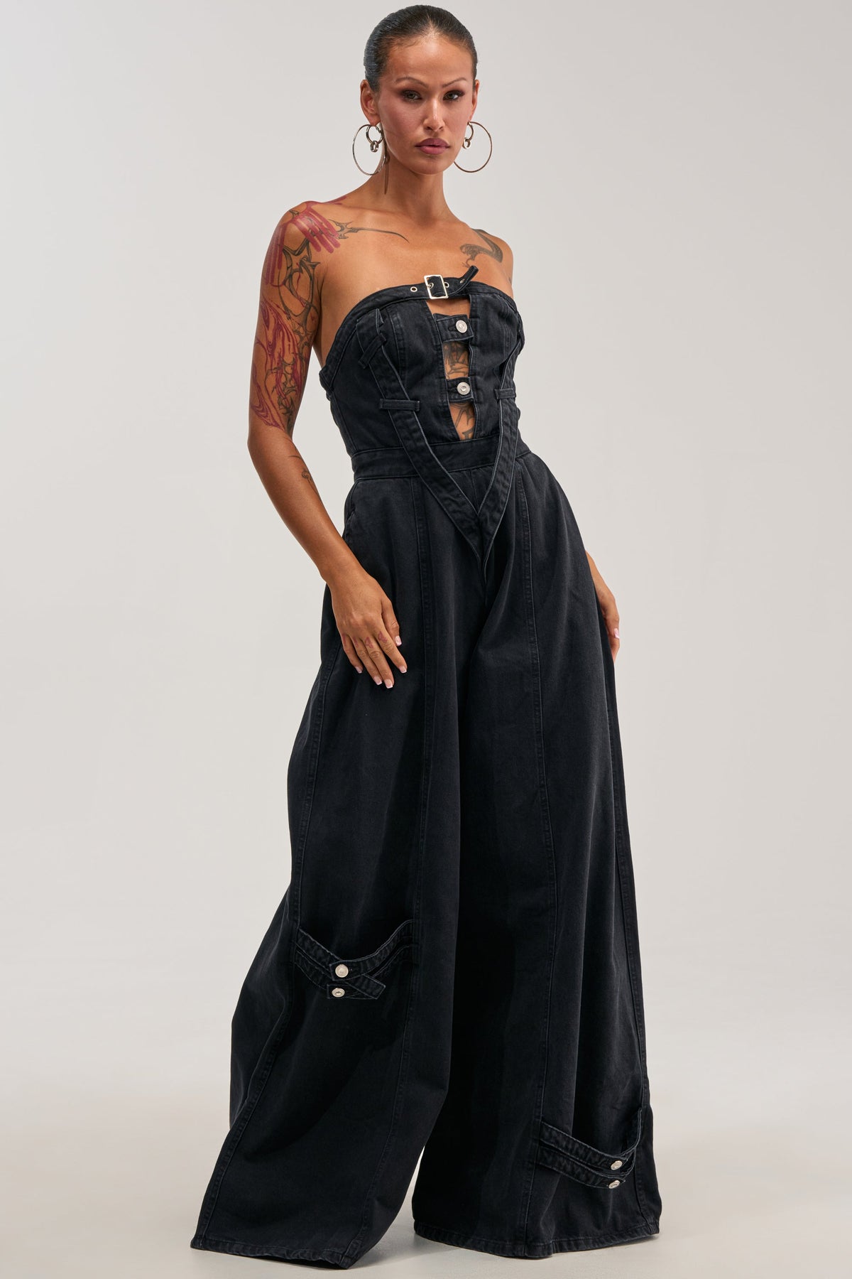SO YESTERDAY WIDE LEG DENIM JUMPSUIT