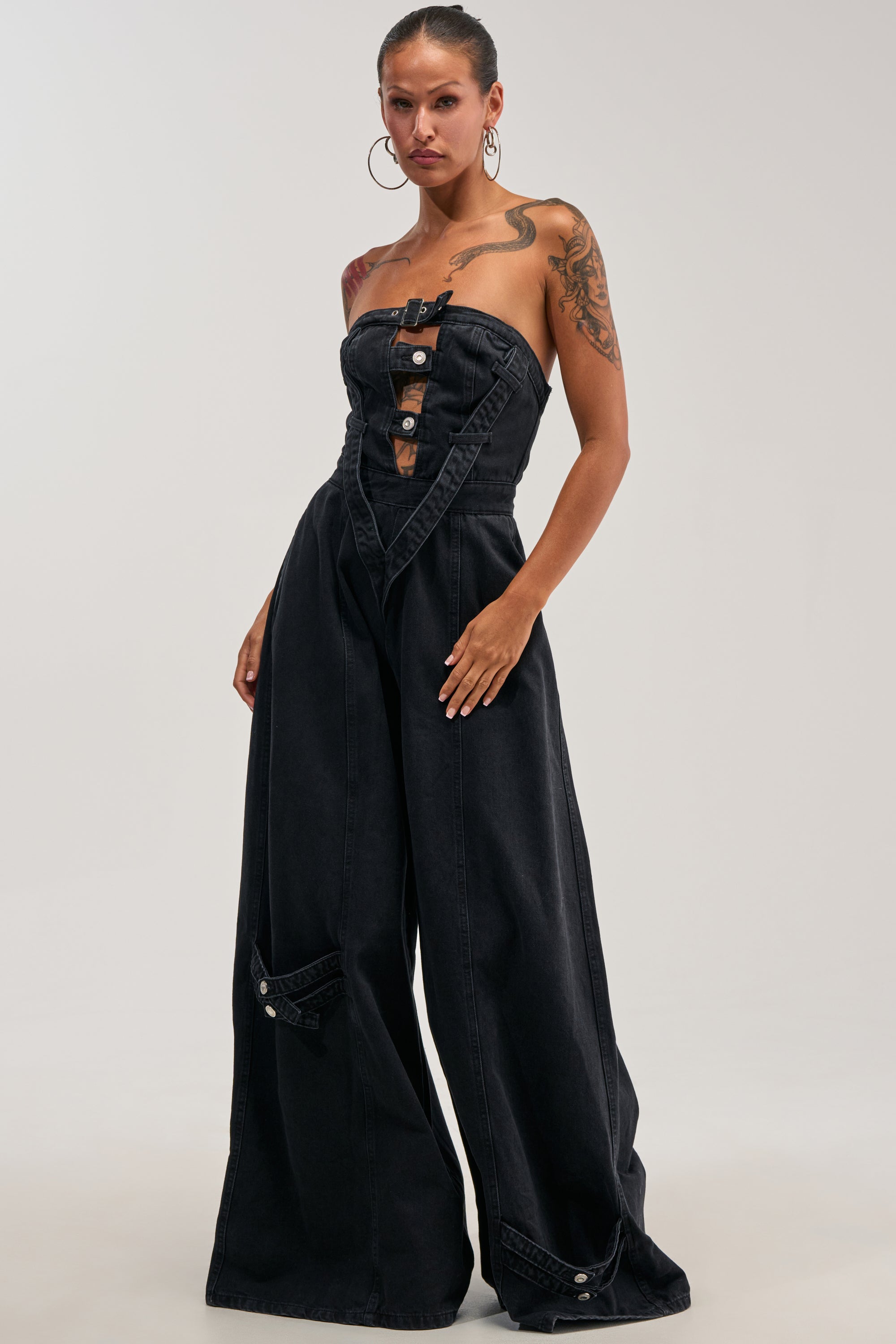 SO YESTERDAY WIDE LEG DENIM JUMPSUIT