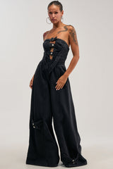 SO YESTERDAY WIDE LEG DENIM JUMPSUIT