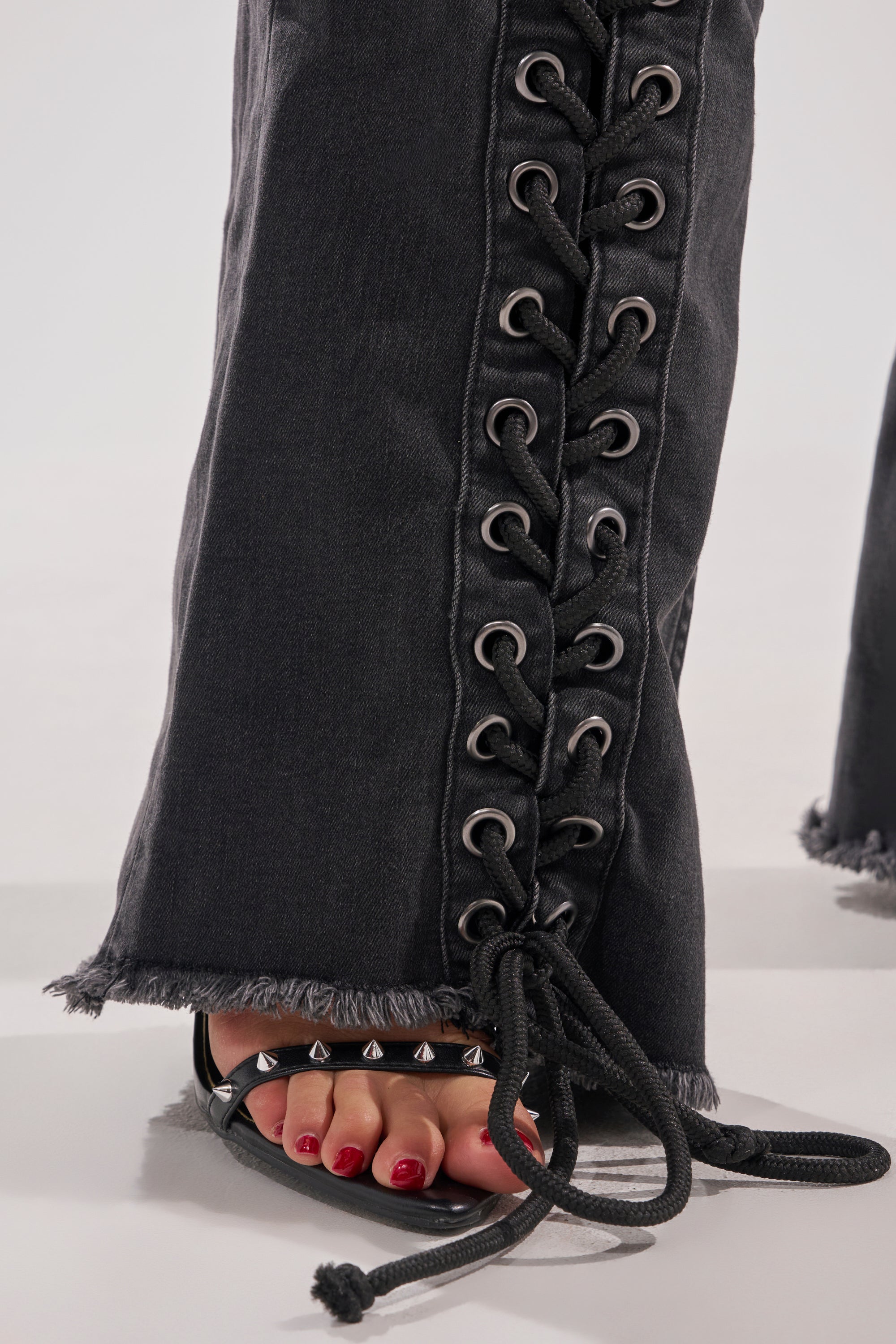 HOTTY LACE UP FLARE DENIM