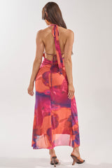 MI AMOR HALTER LACE MAXI DRESS