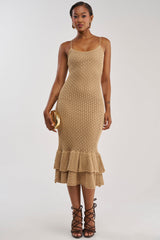 LINSEY MAXI KNIT DRESS IN BROWN