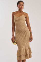LINSEY MAXI KNIT DRESS IN BROWN