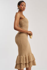 LINSEY MAXI KNIT DRESS IN BROWN