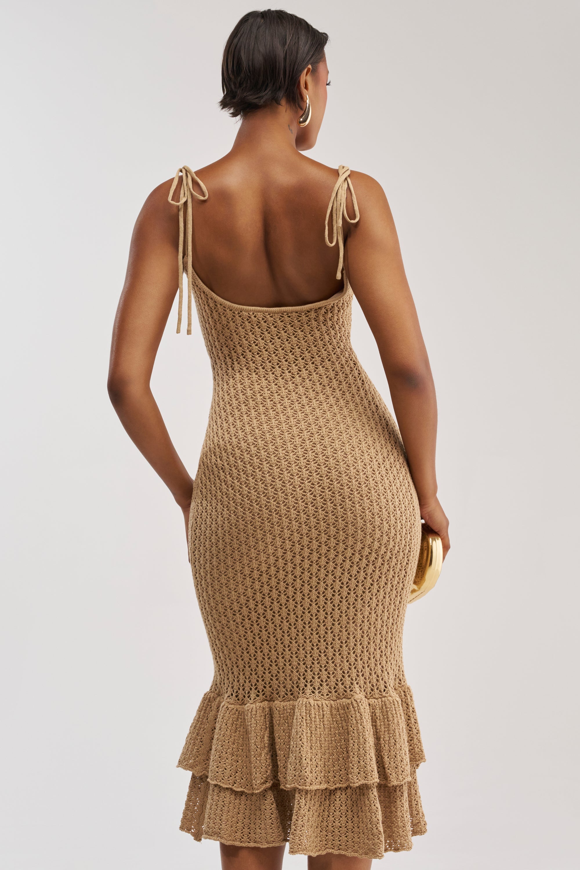 LINSEY MAXI KNIT DRESS IN BROWN
