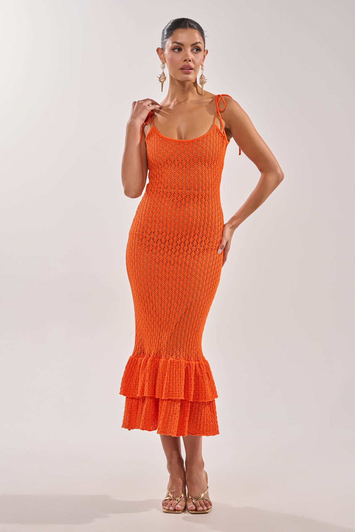 LINSEY MAXI KNIT DRESS IN ORANGE