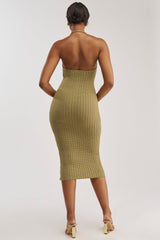 BUTTONED DOWN BADDIE MIDI DRESS IN OLIVE