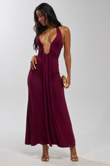 MAKE YOU LOSE YOUR MIND MAXI DRESS IN BURGUNDY