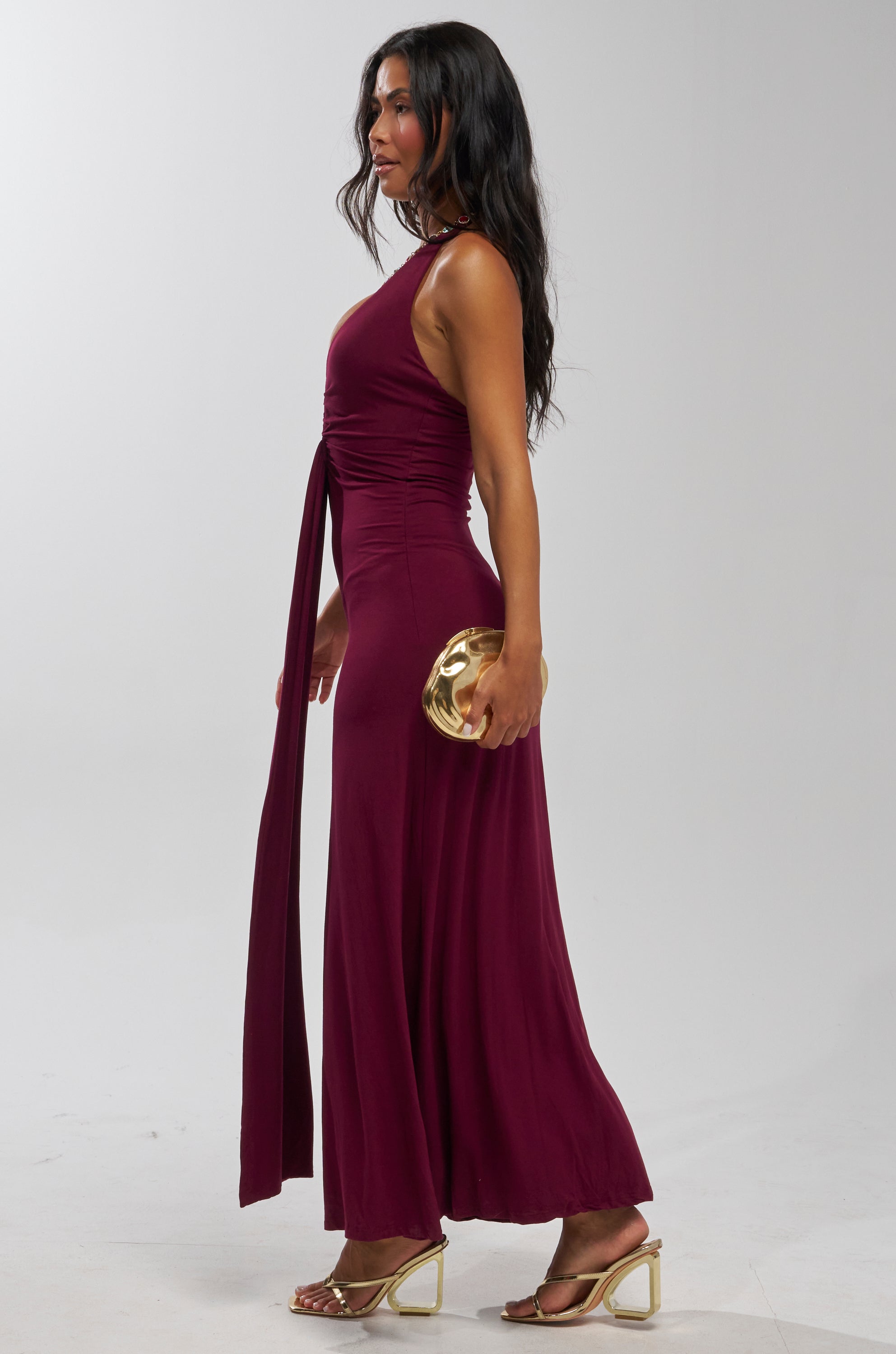 MAKE YOU LOSE YOUR MIND MAXI DRESS IN BURGUNDY