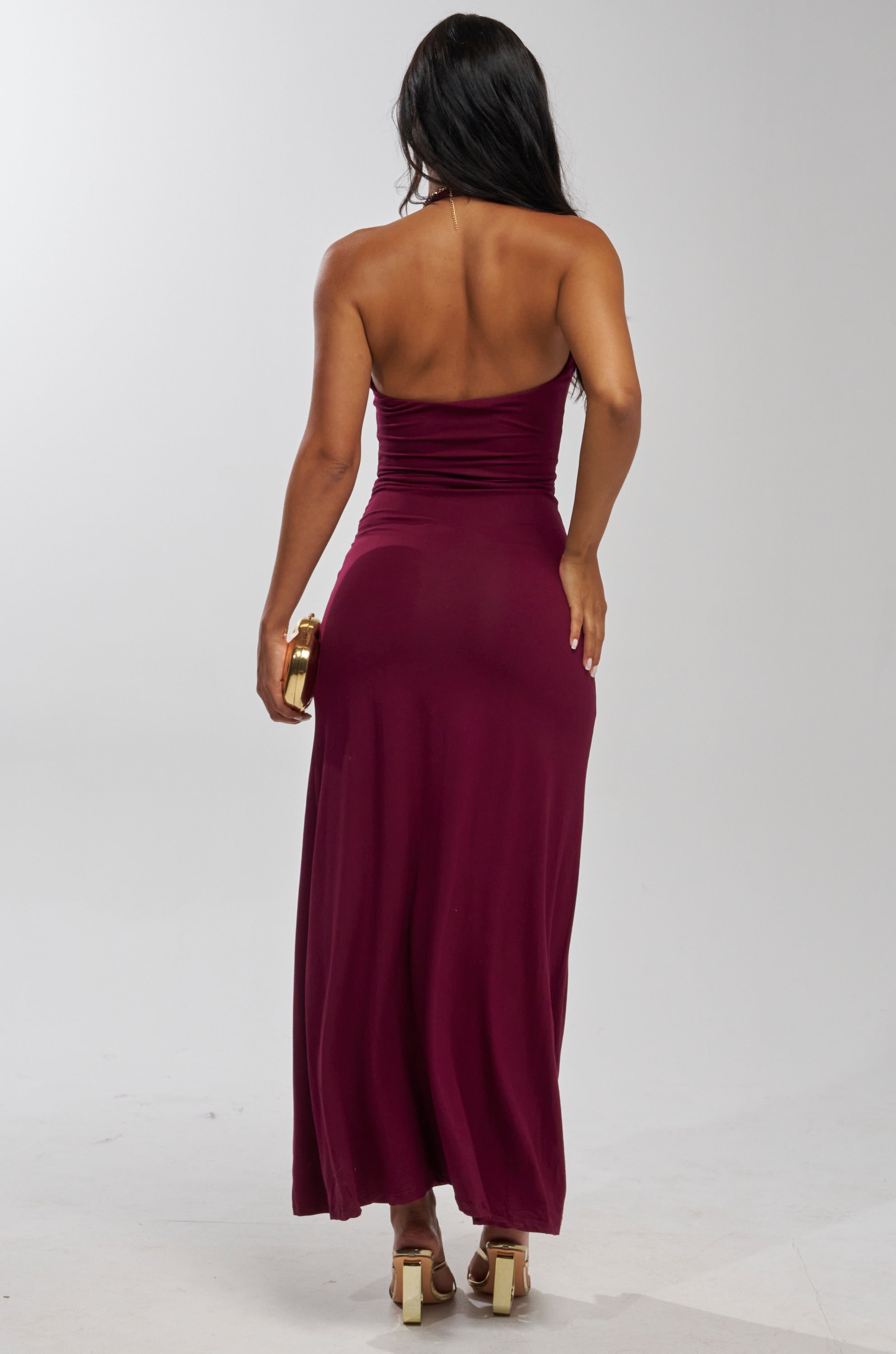 MAKE YOU LOSE YOUR MIND MAXI DRESS IN BURGUNDY