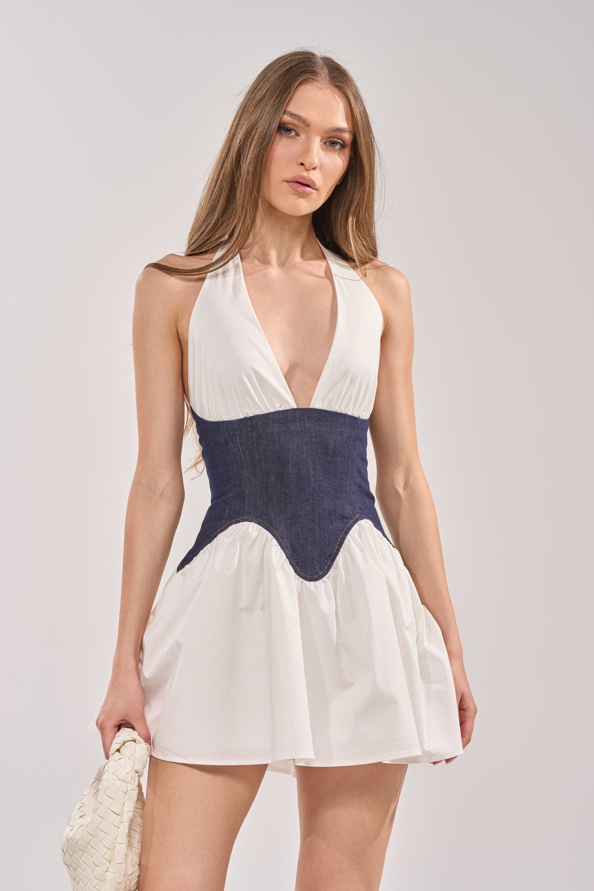 SAY LESS POPLIN MINI DRESS IN WHITE