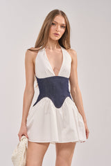 SAY LESS POPLIN MINI DRESS IN WHITE