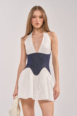SAY LESS POPLIN MINI DRESS IN WHITE