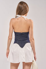 SAY LESS POPLIN MINI DRESS IN WHITE