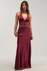 LUXE LIFE SATIN LACE MAXI DRESS