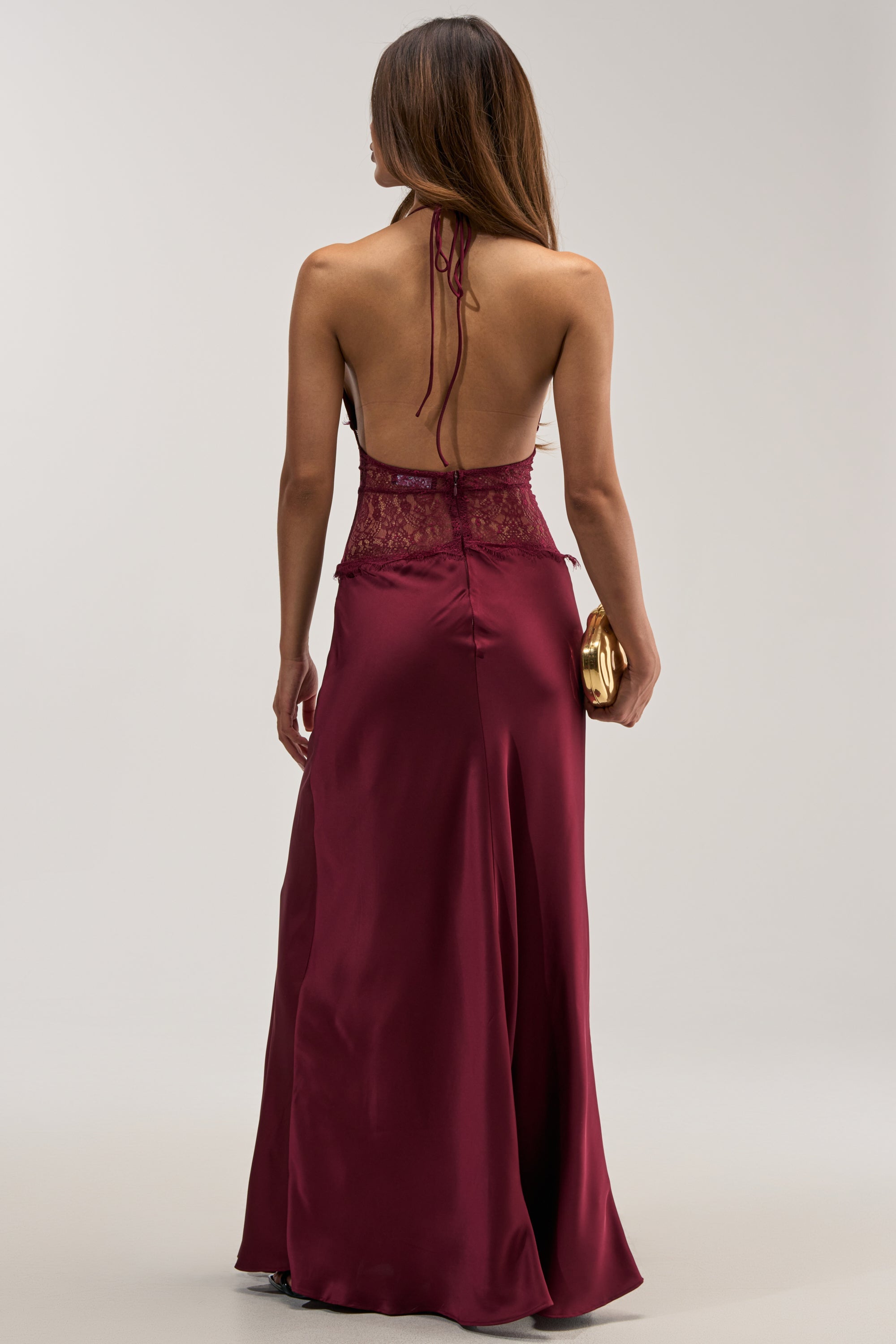 LUXE LIFE SATIN LACE MAXI DRESS