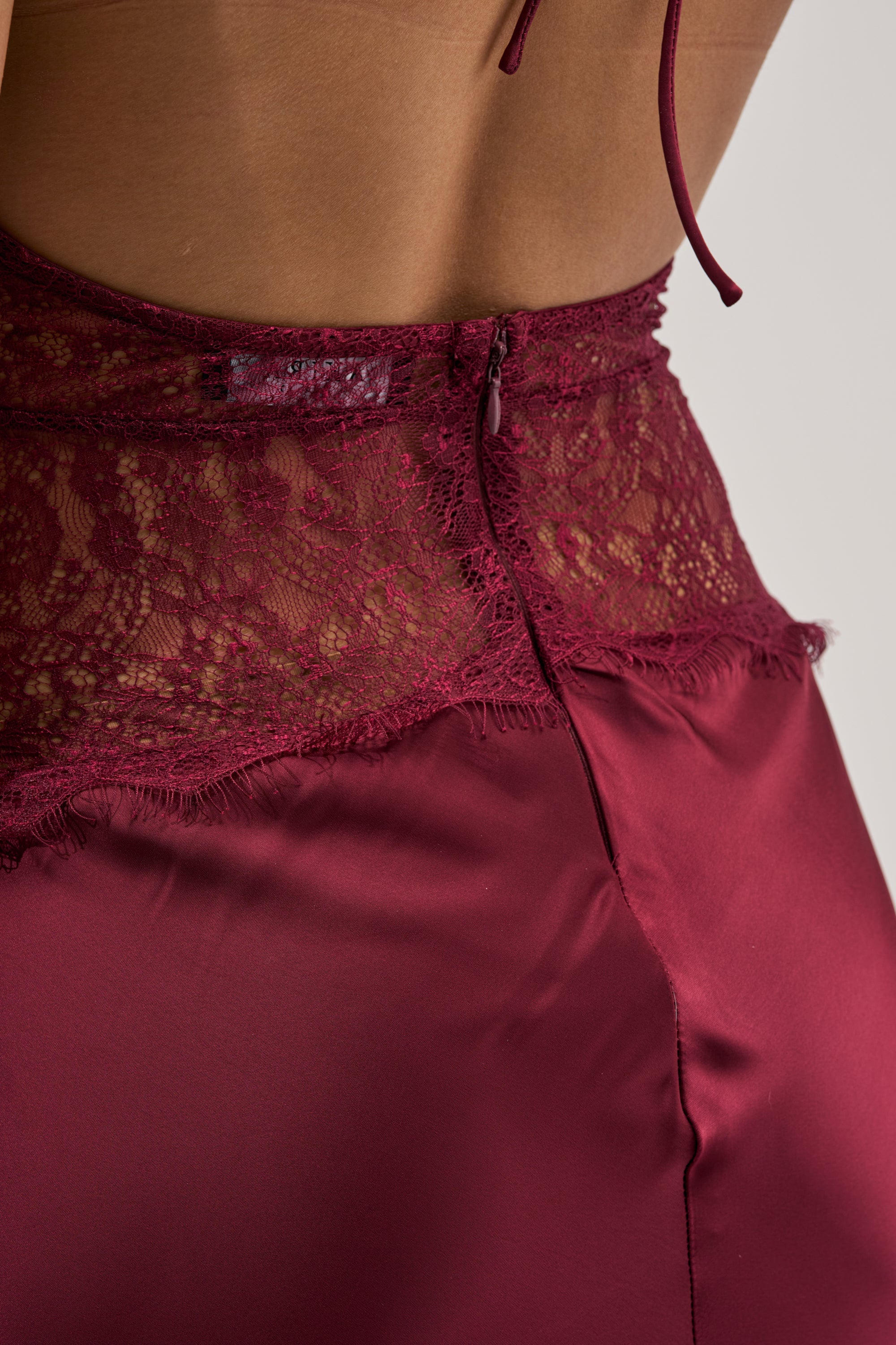 LUXE LIFE SATIN LACE MAXI DRESS
