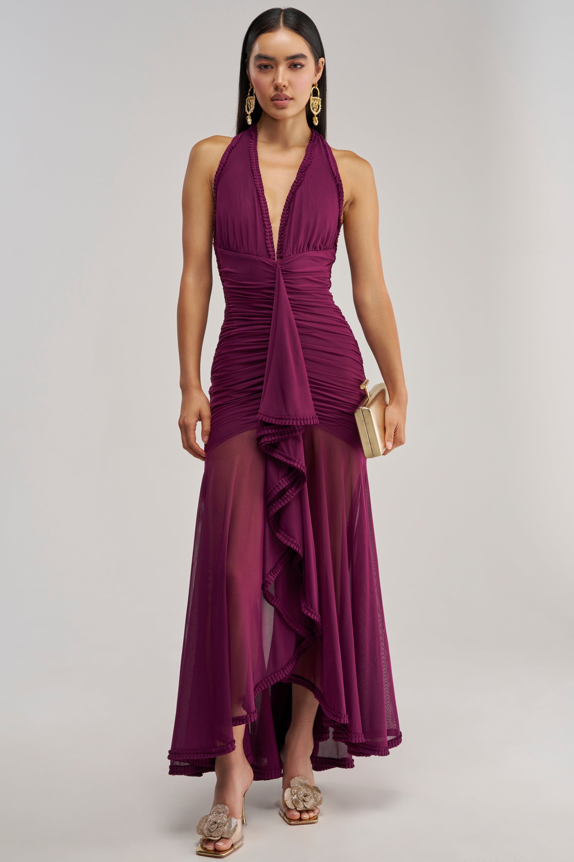 SWEET SUNSET MESH MAXI DRESS IN PLUM