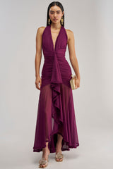 SWEET SUNSET MESH MAXI DRESS IN PLUM