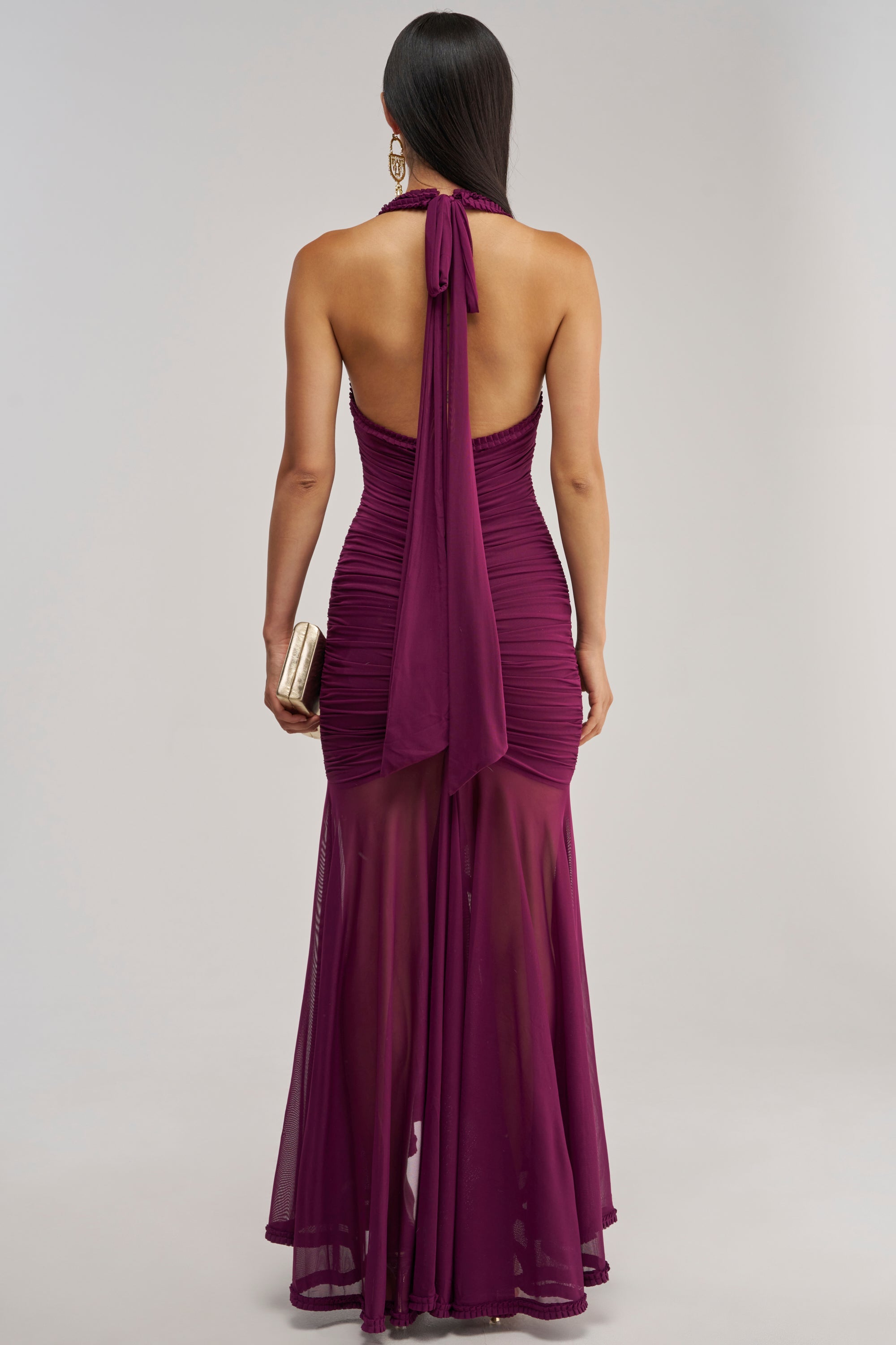 SWEET SUNSET MESH MAXI DRESS IN PLUM