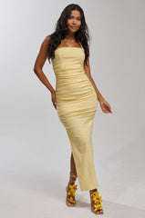 RISKY BUSINESS POPLIN MIDI DRESS IN YELLOW