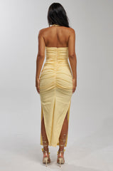 RISKY BUSINESS POPLIN MIDI DRESS IN YELLOW