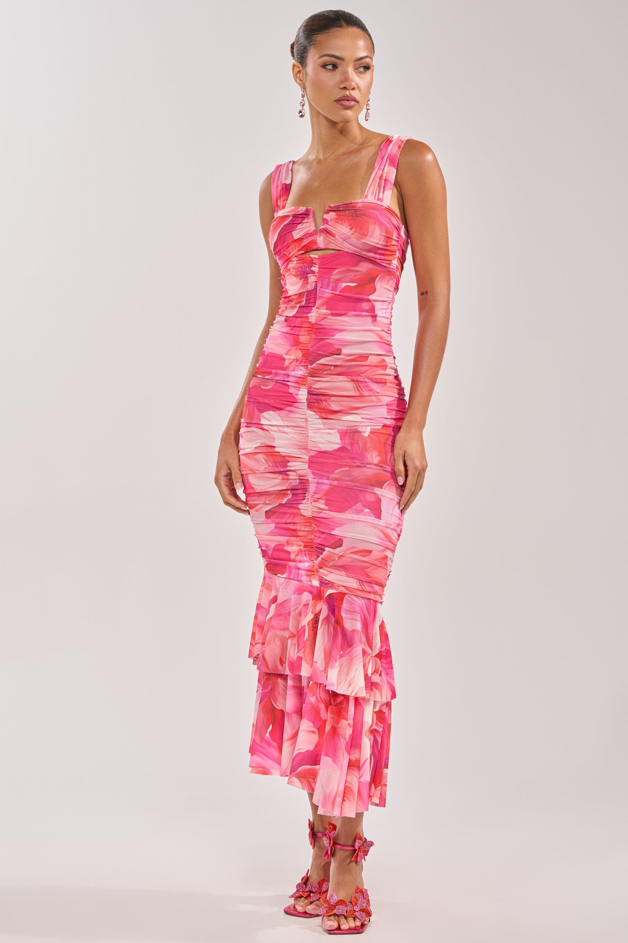 BODY LANGUAGE MESH MAXI DRESS IN PINK