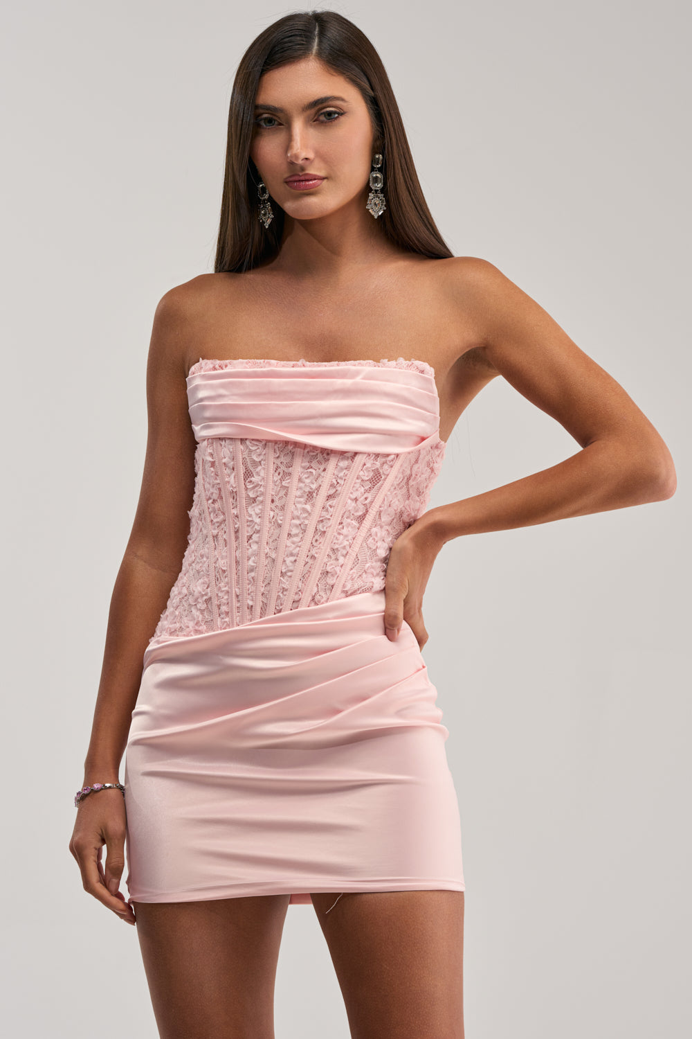 RADIANT RUSH LACE CORSET MINI DRESS