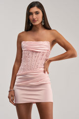 RADIANT RUSH LACE CORSET MINI DRESS