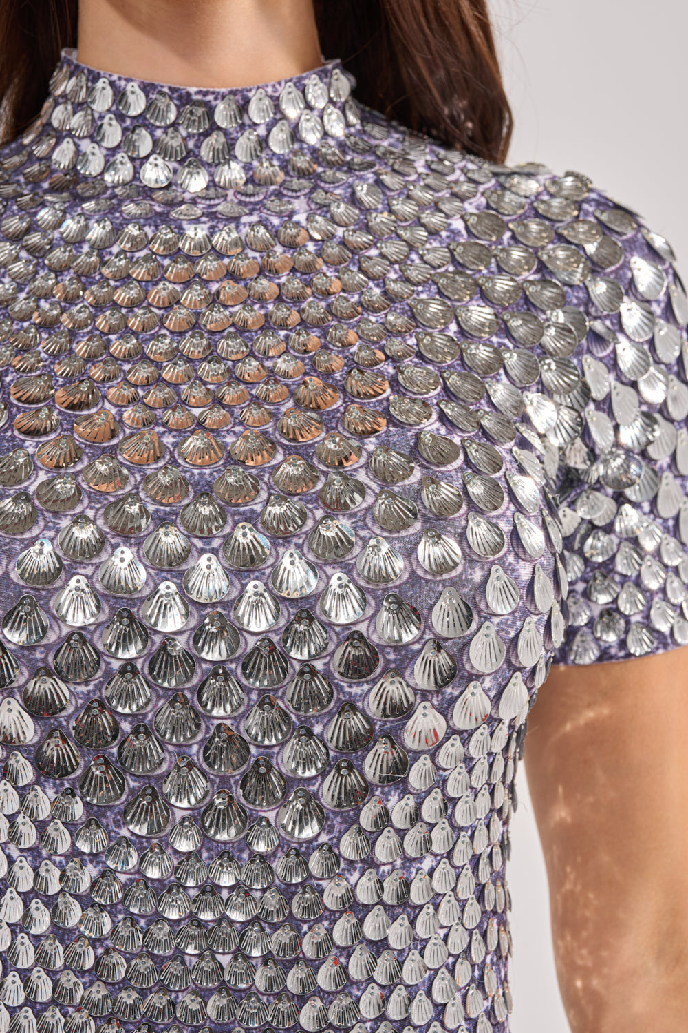FAR FROM BASIC SEQUIN MINI DRESS IN SILVER