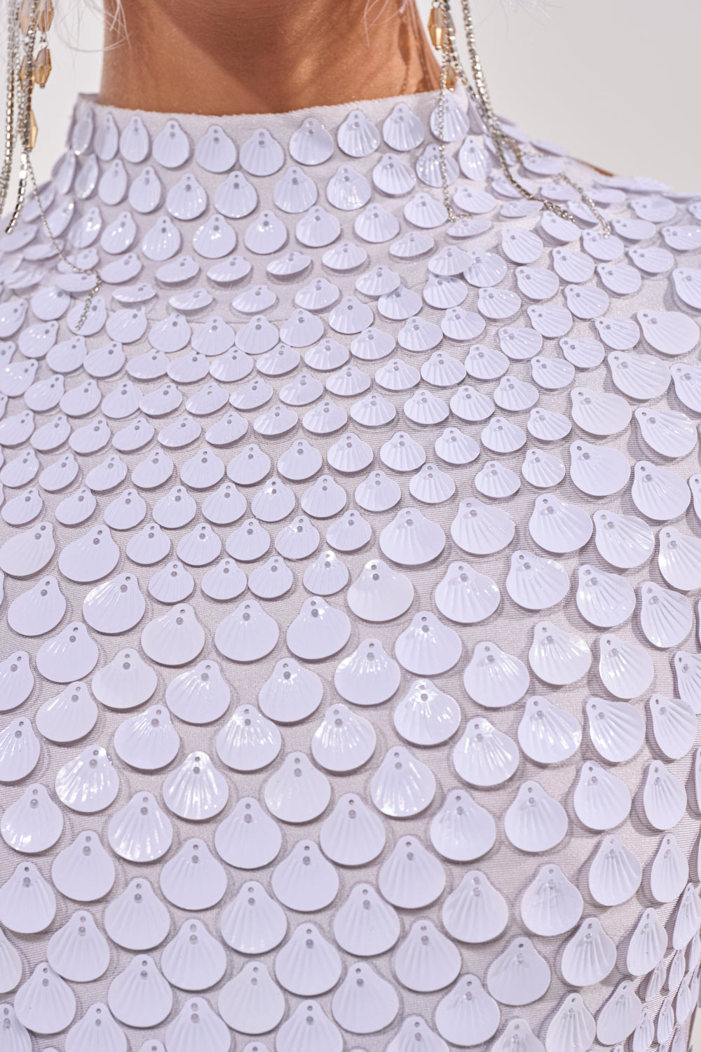 FAR FROM BASIC SEQUIN MINI DRESS IN WHITE