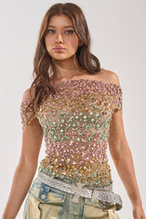 BLINGING OUT RHINESTONE TOP
