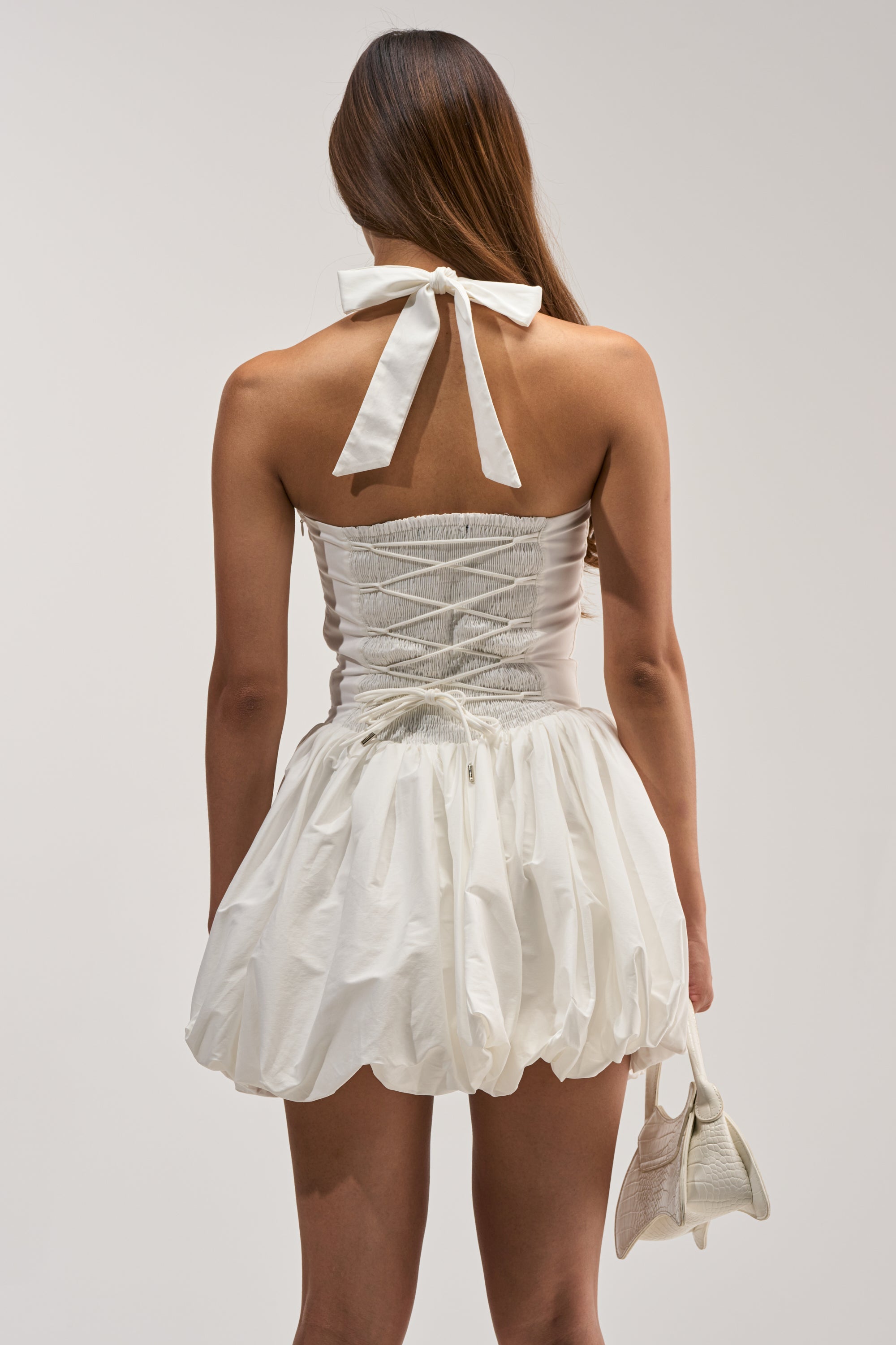 BALLERINA POPLIN MINI DRESS IN WHITE