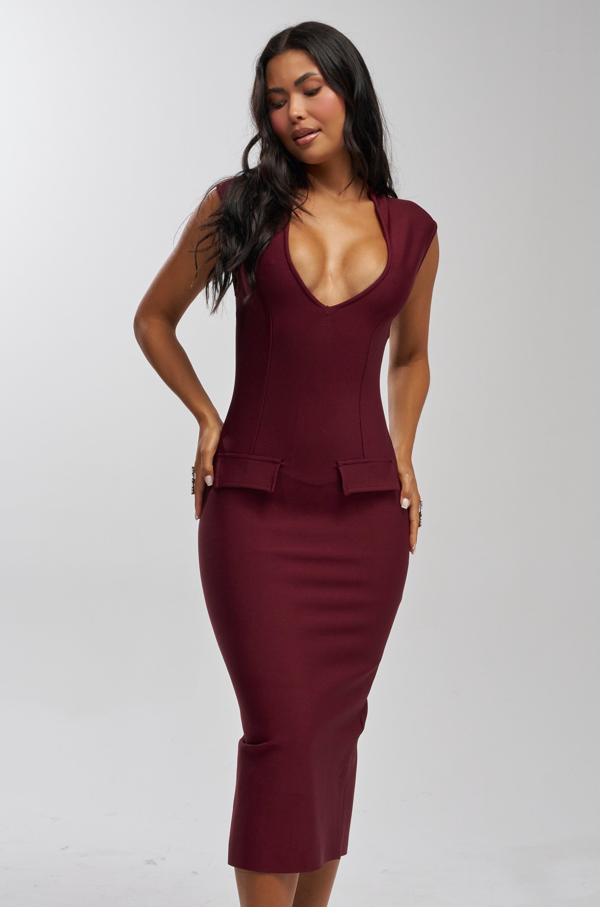 KISS & TELL BANDAGE MIDI DRESS