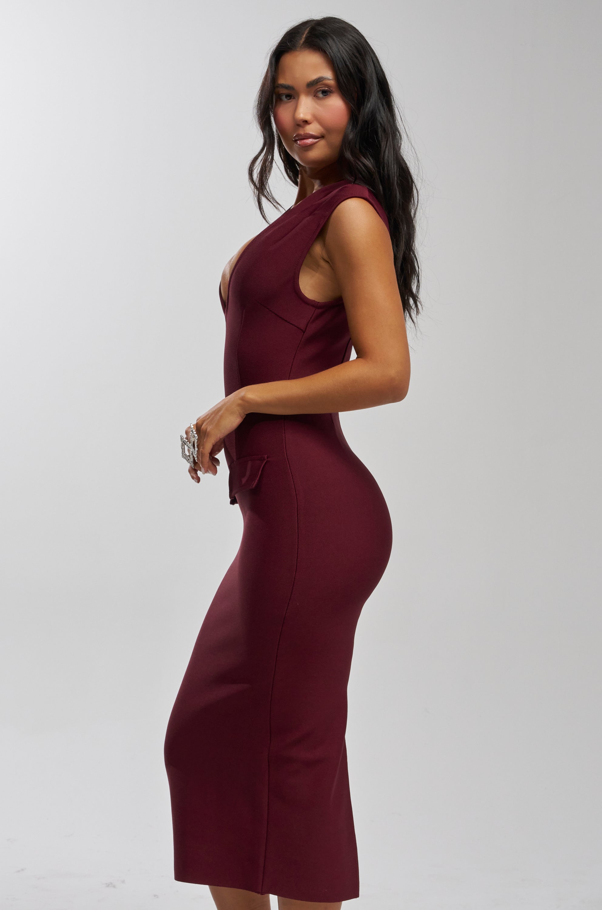 KISS & TELL BANDAGE MIDI DRESS