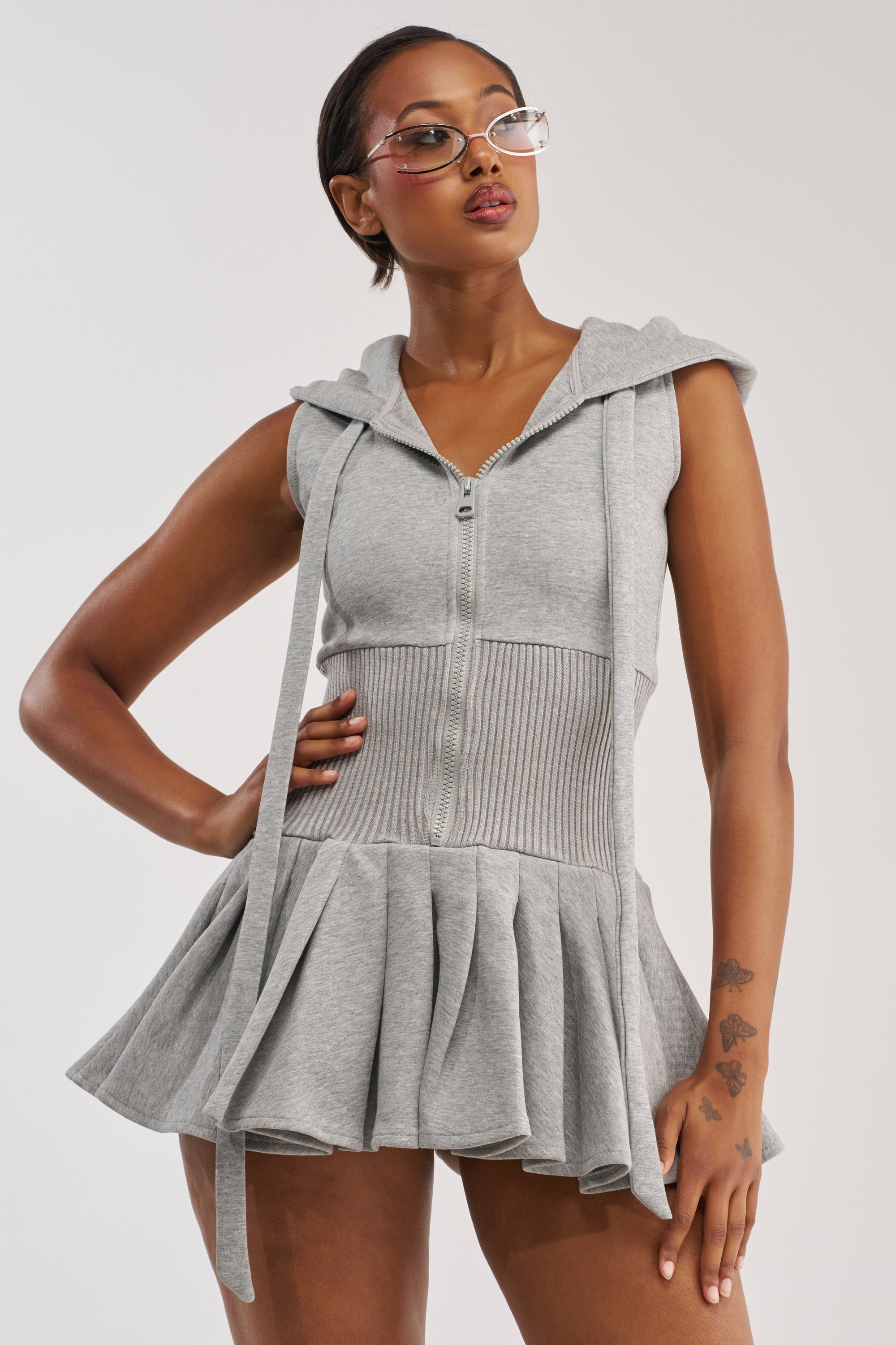 REBEL WITH A CAUSE HOODED MINI DRESS